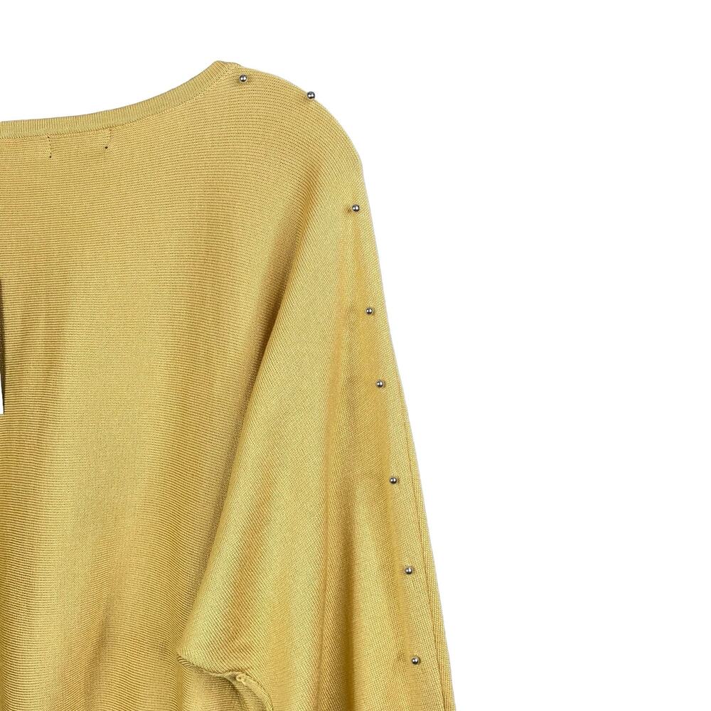 Tahari Womens Sweater Large Yellow Gold Beaded Boat Neck Dolman Sleeve Pullover - Picture 4 of 10